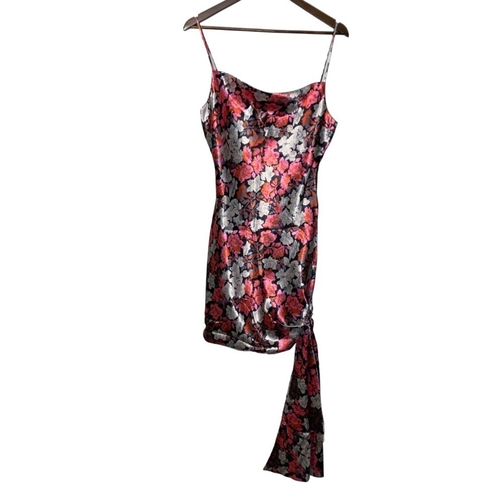 Cinq a Sept Satin Women Ryder Cowl Neck 10 Floral Mini Dress Cocktail Party NEW